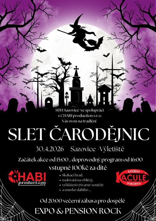Slet čarodejnic Sazovice 2026